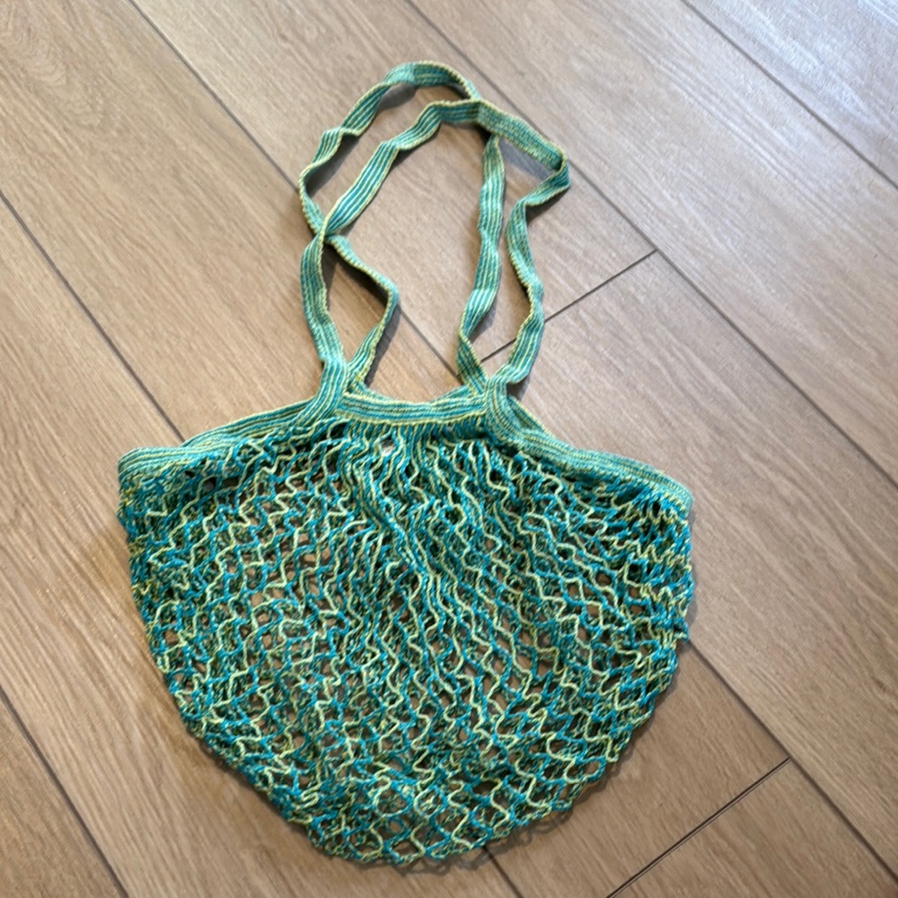 ECOBAGS Green Organic Cotton Long Handle Classic String Market Bag MultiColor